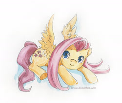 Size: 1867x1581 | Tagged: safe, artist:tirass, fluttershy, pegasus, pony, female, mare, pink mane, traditional art, yellow coat