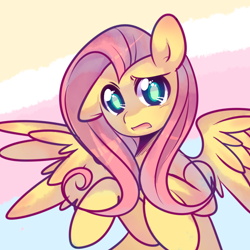 Size: 800x800 | Tagged: safe, artist:pekou, fluttershy, pegasus, pony, female, mare, pink mane, solo, yellow coat