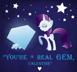 Size: 698x654 | Tagged: safe, artist:disfiguredstick, rarity, pony, unicorn, card, female, horn, mare, solo, valentine