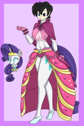 Size: 900x1350 | Tagged: safe, artist:kloudmutt, rarity, human, breasts, clothes, dress, female, gala dress, masking, ponyrumi, raritits