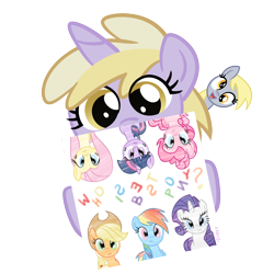 Size: 2000x2000 | Tagged: safe, artist:jackiephantom13, derpibooru import, applejack, derpy hooves, dinky hooves, fluttershy, pinkie pie, rainbow dash, rarity, twilight sparkle, earth pony, pegasus, pony, unicorn, best pony, female, mane six, mare