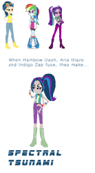 Size: 765x1383 | Tagged: safe, artist:animeponynintendo, derpibooru import, aria blaze, indigo zap, rainbow dash, equestria girls, four arms, four eyes, fusion, multiple arms, multiple eyes