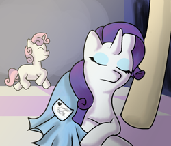 Size: 1400x1200 | Tagged: safe, artist:angelstar7, rarity, sweetie belle, pony, unicorn, female, filly, horn, mare, siblings, sisters, sleeping