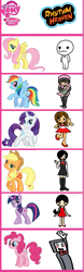 Size: 349x1116 | Tagged: safe, derpibooru import, applejack, fluttershy, pinkie pie, rainbow dash, rarity, twilight sparkle, earth pony, pegasus, pony, unicorn, comparison chart, rhythm heaven, rhythm heaven fever