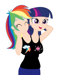 Size: 621x793 | Tagged: safe, artist:theunknowenone1, derpibooru import, rainbow dash, twilight sparkle, human, equestria girls, armpits, conjoined, fusion, humanized, multiple heads, simple background, two heads, we have become one, white background