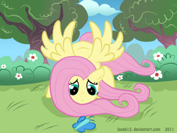 Size: 1500x1130 | Tagged: safe, artist:losek13, fluttershy, butterfly, pegasus, pony, female, mare, solo