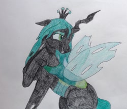 Size: 2048x1750 | Tagged: safe, artist:moonsong18, queen chrysalis, changeling, changeling queen, female, solo, traditional art