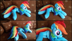 Size: 2309x1307 | Tagged: safe, artist:rosamariposacrafts, derpibooru import, rainbow dash, pony, irl, photo, plushie, solo