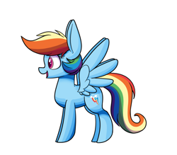 Size: 1200x1050 | Tagged: safe, artist:heir-of-rick, derpibooru import, part of a set, rainbow dash, pegasus, pony, impossibly large ears, open mouth, profile, simple background, solo, spread wings, white background, wings