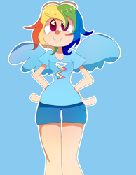 Size: 1400x1800 | Tagged: safe, artist:yummisweets, rainbow dash, human, humanized, solo, winged humanization