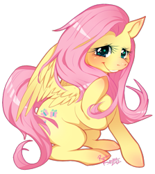 Size: 627x704 | Tagged: safe, artist:raidouraidou, fluttershy, pegasus, pony, cute, female, mare, pink mane, yellow coat