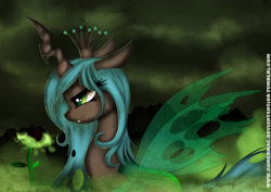 Size: 2400x1700 | Tagged: safe, artist:gamermac, queen chrysalis, changeling, changeling queen, female, floppy ears, profile, solo
