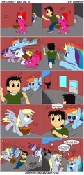 Size: 1015x2100 | Tagged: safe, artist:pheeph, derpy hooves, rainbow dash, rarity, twilight sparkle, human, birdo, chase, crossover, super mario bros., the direct way