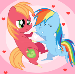 Size: 834x824 | Tagged: safe, artist:offical-lunaflaire, big macintosh, rainbow dash, earth pony, pegasus, pony, male, rainbowmac, shipping, stallion, straight