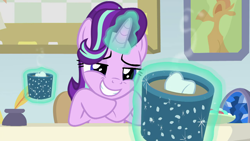 Size: 1280x720 | Tagged: safe, screencap, starlight glimmer, pony, unicorn, marks for effort, chocolate, empathy cocoa, female, food, guidance counselor, hot chocolate, levitation, magic, marshmallow, solo, telekinesis