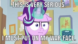 Size: 1000x562 | Tagged: safe, edit, edited screencap, screencap, starlight glimmer, pony, unicorn, marks for effort, :i, chocolate, dragonball z abridged, female, floppy ears, food, guru (dragonball z), hot chocolate, i mean i see, mare, meme, solo, super kami guru, war face