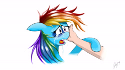 Size: 6400x3600 | Tagged: safe, artist:darkrainbowman, rainbow dash, human, crying, hand, solo