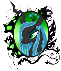 Size: 800x941 | Tagged: safe, artist:pixelkitties, queen chrysalis, changeling, changeling queen, bust, female, portrait, simple background, solo, transparent background