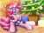 Size: 6000x4500 | Tagged: safe, artist:t.f.a.n.c.s., derpibooru import, pinkie pie, earth pony, pony, absurd resolution, chocolate, christmas, christmas tree, clothes, costume, food, hat, holiday, hot chocolate, present, santa costume, santa hat, sitting, solo, tree