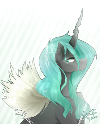 Size: 1319x1630 | Tagged: safe, artist:cristate, queen chrysalis, changeling, changeling queen, female, green eyes, horn, solo
