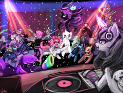 Size: 1920x1440 | Tagged: safe, artist:lumineko, rainbow dash, rarity, sweetie belle, oc, alicorn, pegasus, pony, unicorn, alicorn oc, blob, party, sonic screwdriver