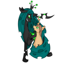 Size: 2048x2048 | Tagged: safe, artist:briarspark, queen chrysalis, oc, oc:poisoned soul, changeling, changeling queen, chrysalislover, pixiv