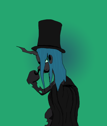 Size: 550x650 | Tagged: safe, queen chrysalis, changeling, changeling queen, pony, antagonist, hat, moustache, top hat