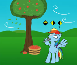 Size: 706x596 | Tagged: safe, artist:muffinsforever, rainbow dash, pegasus, pony, apple, solo, the legend of zelda, the legend of zelda: the wind waker, tree, wind's requiem