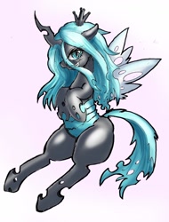 Size: 1024x1350 | Tagged: safe, artist:unousaya, queen chrysalis, changeling, changeling queen, female, green eyes, horn, solo