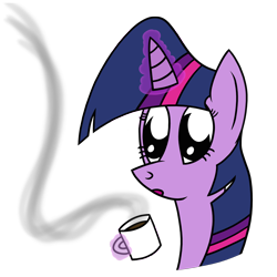 Size: 2000x2000 | Tagged: safe, artist:ronyb, twilight sparkle, pony, unicorn, female, horn, hot chocolate, mare, multicolored mane, purple coat, solo