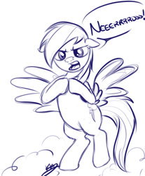 Size: 638x769 | Tagged: safe, artist:bunnimation, rainbow dash, pegasus, pony, monochrome, nerd, sketch, solo