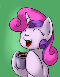 Size: 3300x4200 | Tagged: safe, artist:grennadder, sweetie belle, 30 minute art challenge, absurd resolution, eyes closed, hot chocolate, marshmallow, open mouth, solo, sweetie belle using marshmallows