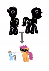 Size: 1421x2048 | Tagged: safe, rainbow dash, scootaloo, pegasus, pony, chart, female, filly, mare, sunglasses