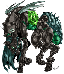 Size: 917x1050 | Tagged: safe, artist:nekubi, queen chrysalis, changeling, changeling queen, insect, creepy, female, final form, solo, transformation