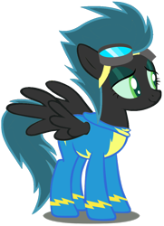 Size: 760x1052 | Tagged: safe, artist:blah23z, queen chrysalis, spitfire, changeling, changeling queen, eyeshadow, recolor, solo, wonderbolts uniform