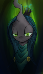 Size: 1500x2600 | Tagged: safe, artist:tenenbris, queen chrysalis, changeling, changeling queen, bust, portrait, solo