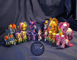 Size: 700x541 | Tagged: safe, artist:mlpendlessnight, derpibooru import, applejack, fluttershy, pinkie pie, rainbow dash, rarity, twilight sparkle, pony, brushable, custom, irl, photo, toy