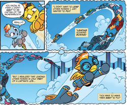 Size: 1307x1084 | Tagged: safe, artist:jay fosgitt, idw, rainbow dash, spitfire, pegasus, pony, friends forever, spoiler:comic, spoiler:comicff11, clothes, goggles, uniform, wonderbolts, wonderbolts uniform