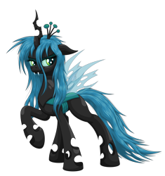 Size: 2560x2720 | Tagged: safe, artist:ohemo, queen chrysalis, changeling, changeling queen, raised hoof, simple background, solo, transparent background, vector