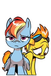 Size: 543x804 | Tagged: safe, artist:jay fosgitt, idw, rainbow dash, spitfire, pegasus, pony, spoiler:comic, spoiler:comicff11, goggles, idw advertisement, no mouth, sad, sadness