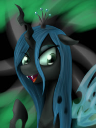 Size: 600x800 | Tagged: safe, artist:sticky-plaster, queen chrysalis, changeling, changeling queen, fangs, female, solo