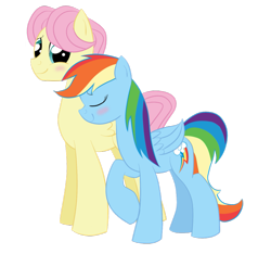 Size: 923x865 | Tagged: safe, artist:bratzoid, butterscotch, fluttershy, rainbow dash, pegasus, pony, backwards cutie mark, blushing, butterdash, female, half r63 shipping, male, rule 63, shipping, smoldash, straight, tallershy