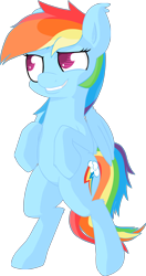 Size: 1650x3120 | Tagged: safe, artist:coinpo, rainbow dash, pegasus, pony, bipedal, female, mare, quizzical, simple background, smiling, solo, standing, transparent background
