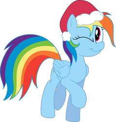 Size: 5216x5487 | Tagged: safe, artist:overlord-derpy, rainbow dash, pegasus, pony, absurd resolution, christmas, hat, santa hat, solo