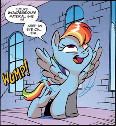 Size: 750x812 | Tagged: safe, artist:jay fosgitt, idw, rainbow dash, pegasus, pony, friends forever, spoiler:comic, spoiler:comicff11, faic, spread wings, wingboner, wings