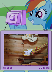 Size: 563x770 | Tagged: safe, rainbow dash, pegasus, pony, awesome, exploitable meme, guitar, meme, obligatory pony, tv meme