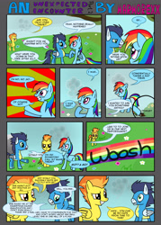 Size: 2500x3483 | Tagged: safe, artist:marmorexx, rainbow dash, soarin', spitfire, pegasus, pony, comic:an unexpected encounter, comic, female, male, shipping, soarindash, straight