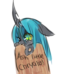 Size: 612x792 | Tagged: safe, artist:aquagalaxy, queen chrysalis, changeling, changeling queen, cute, cutealis, female, filly, solo, tumblr