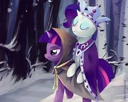 Size: 1950x1550 | Tagged: safe, artist:chimicherrychonga, derpibooru import, clover the clever, princess platinum, rarity, twilight sparkle, pony, unicorn, hearth's warming eve (episode), ponies riding ponies, riding, twilight is not amused, unamused