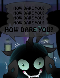 Size: 429x556 | Tagged: safe, artist:ponymaan, queen chrysalis, changeling, changeling queen, comic:by skywalker's hand, angry, cropped, solo